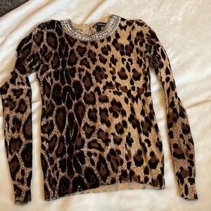 INC cheetah print dressy sweater, worn once, size small